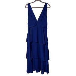 Lulus Celebration Time Royal Blue Sleeveless Tiered Midi Dress